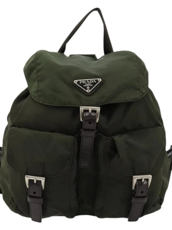 PRADA Backpack Nylon Khaki Dark Brown Auth 75827 main image 10